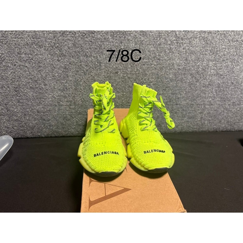 Balenciaga Kids Neon Green Sock Sneakers Size 7/8C Pre-Owned No box